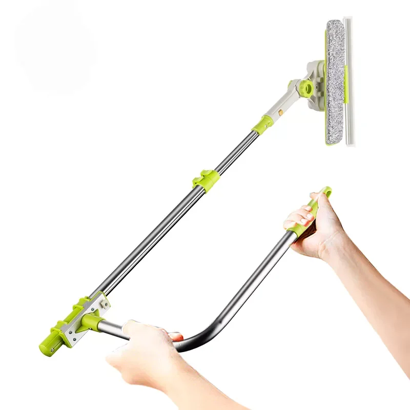 

Window Squeegee Microfiber Extendable Window Scrubber Washer Cleaner Tools 180 Rotatable Cleaning Brush for High Window