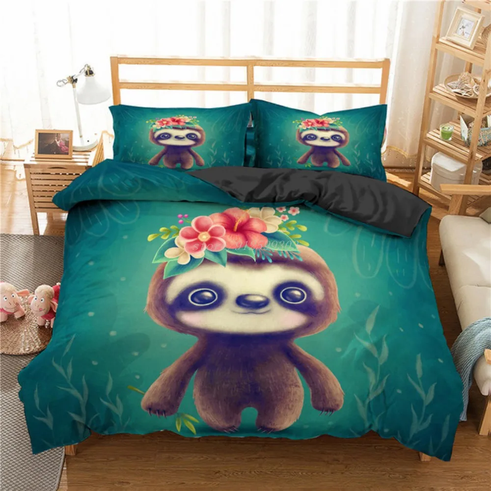 

Комплект постельного белья для детей, с рисунком Ленивец, пододеяльник, наволочки, домашний текстиль, односпальный, двуспальный, Королевски...