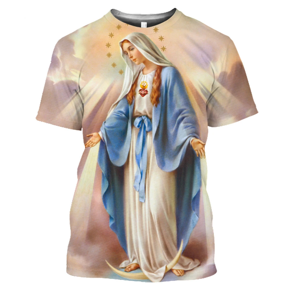 

Our Lady Of Guadalupe Virgin Mary The Madonna Religious Graphic Men's T-Shirt Hip Hop Casual Short Sleeve O-Neck Unisex T Shirt