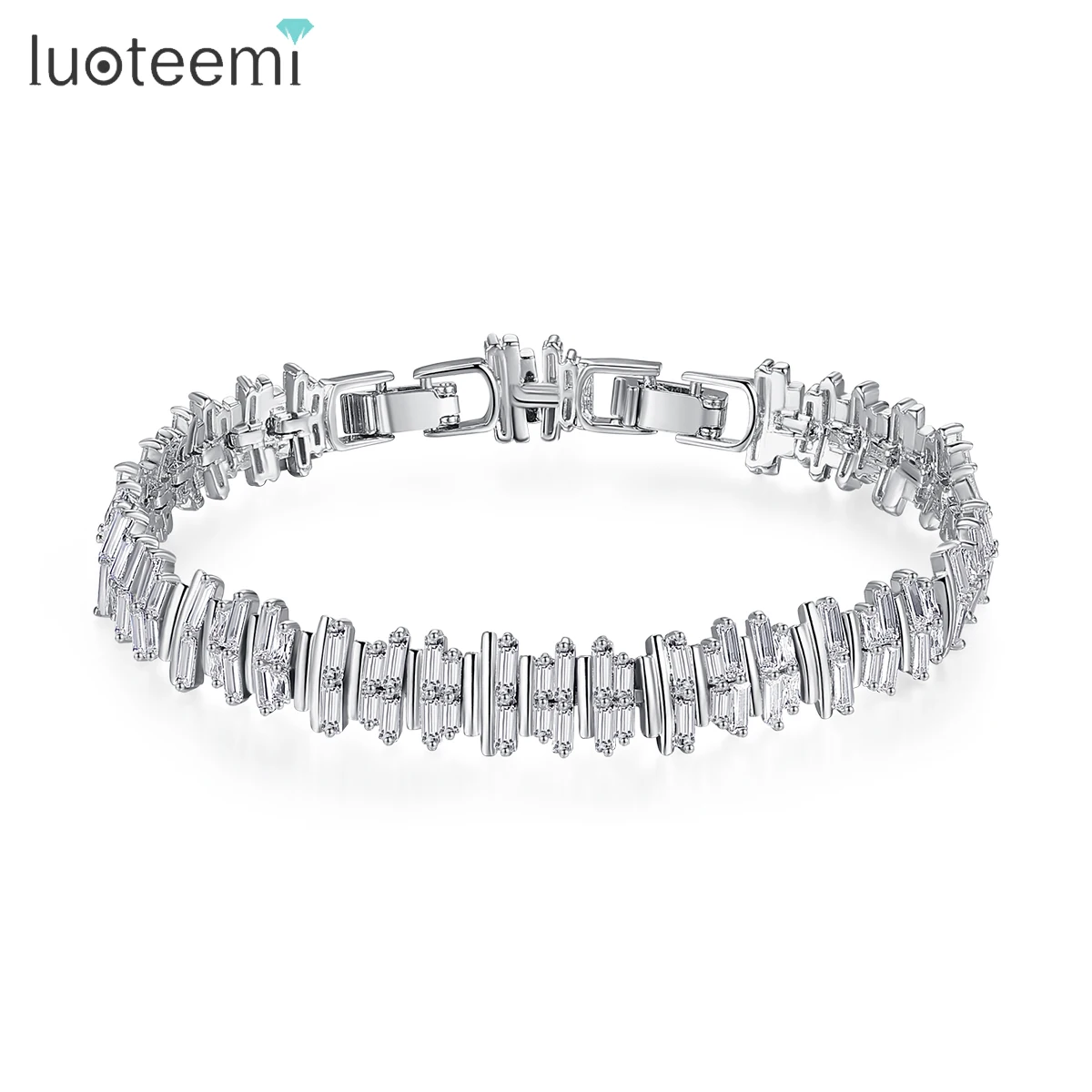 

LUOTEEMI New Design Trendy Geometric Bracelets for Women Girls Wedding Party with Luxury Cubic Zircon Fashion Jewelry Bijoux