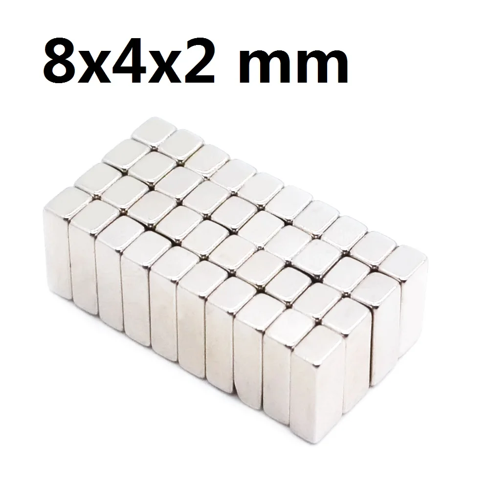 

1000Pcs 8x4x2Neodymium Magnet 8mm x4mm x2mm N35 NdFeB Block Super Powerful Strong Permanent Magnetic Imanes8*4*2mm