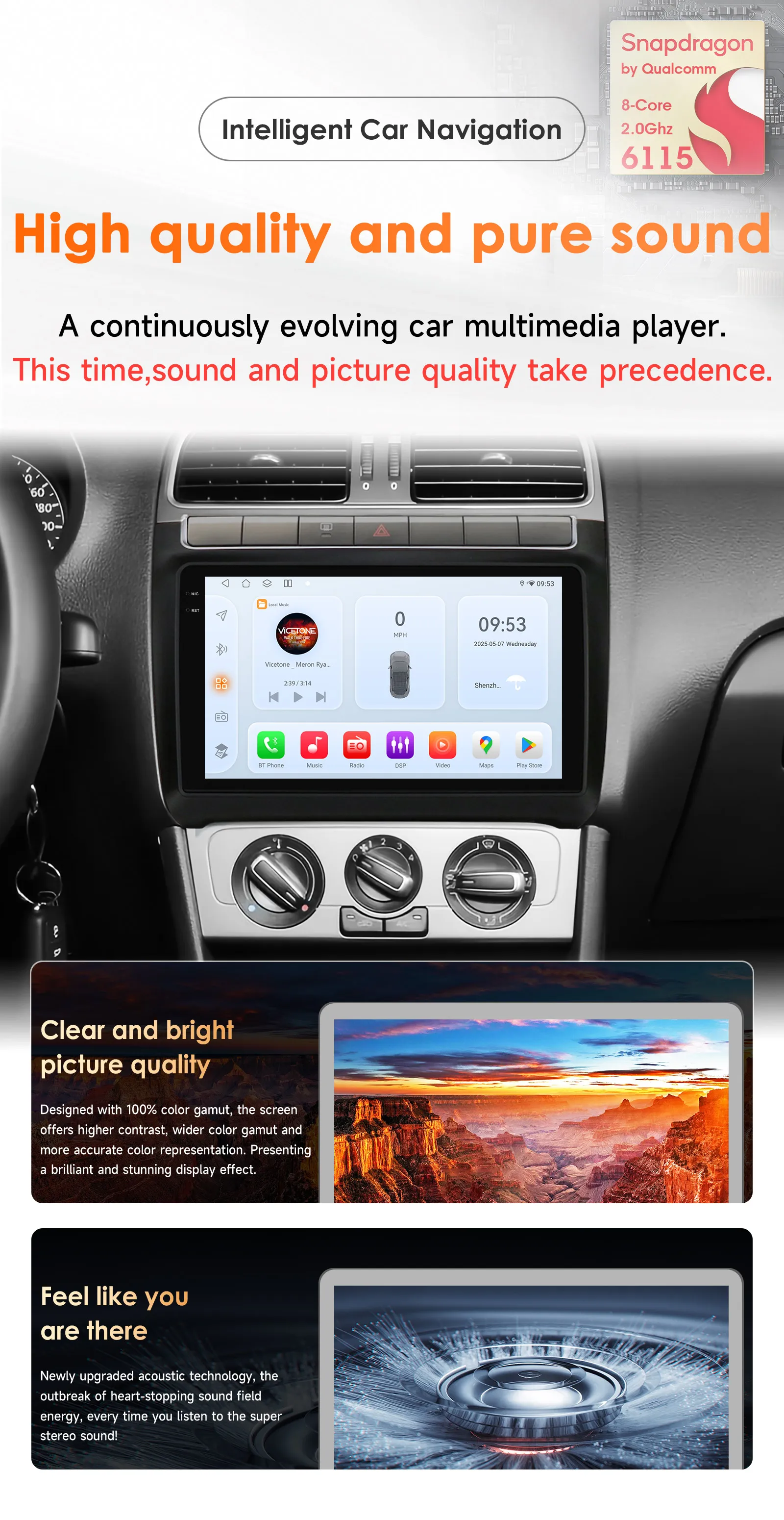 Фото Автомагнитола Hizpo 9 дюймов с Carplay для Volkswagen Polo 5 2008-2020, умный плеер, беспроводной Android Auto, GPS-навигация, BT 6115, WiFi, 4G №2