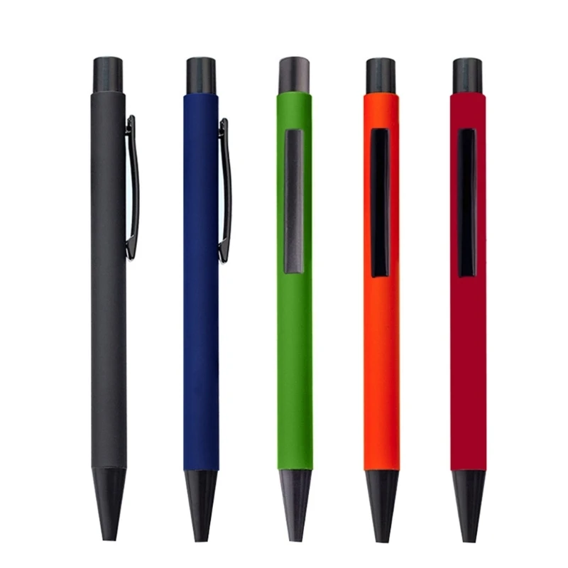 

10x Smooth Ballpoint Pen Work Pen with Super Soft Grip Pretty Journaling Pens 1.0 mm Black/Blue Metal Press Writing Pens