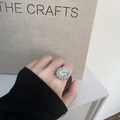 Ретро кольцо с жемчугом оленя