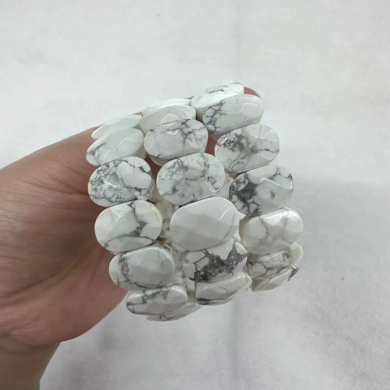 Браслет с натуральным камнем Howlite 8x14 мм Ювелирное Украшение для мужчин и женщин