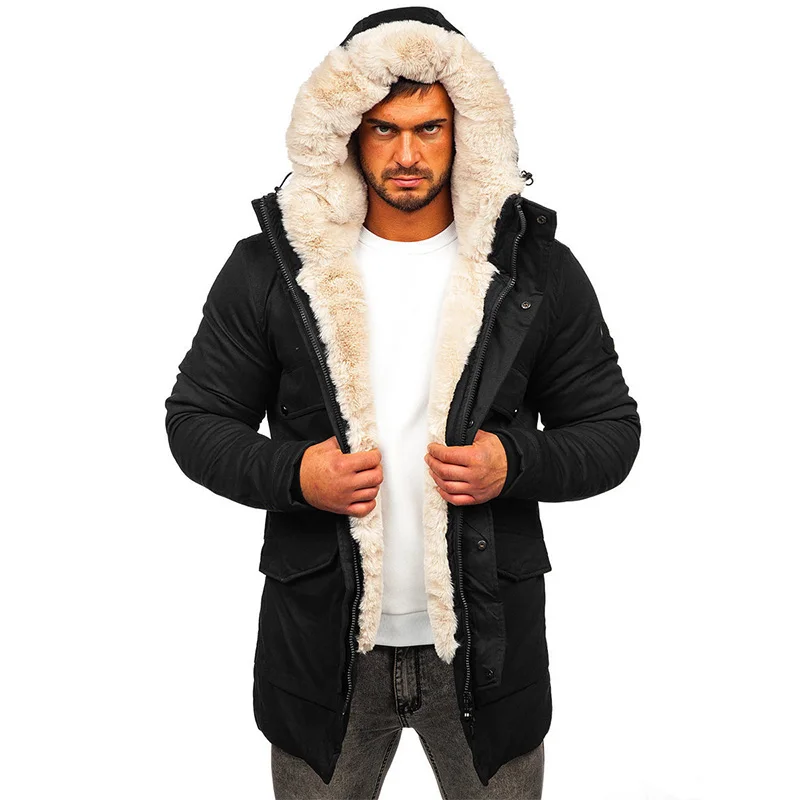 2022 New Casual Fleece Hooded Thickened Jacket Cotton Padded Mens Parkas Autumn Winter Male Coats Ropa De Invierno Para Hombre