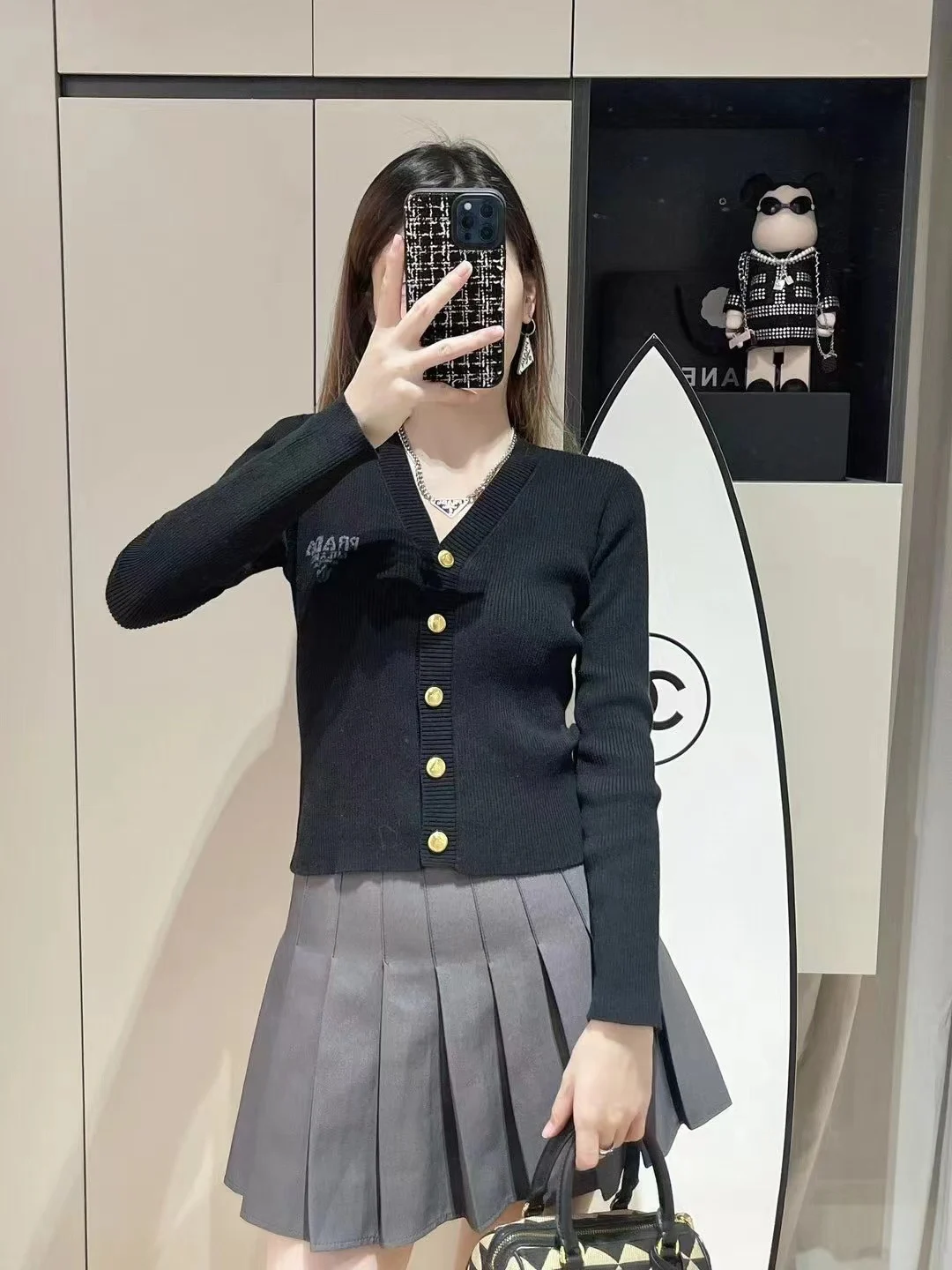 женский кардиган Prada на осень и зиму свитер мягкие подходящие кардиганы вязаные