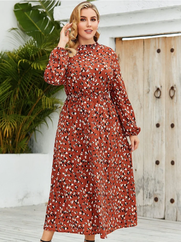 Oversized women's clothing new product popular loose fitting fashion floral dress for women plus size women clothing