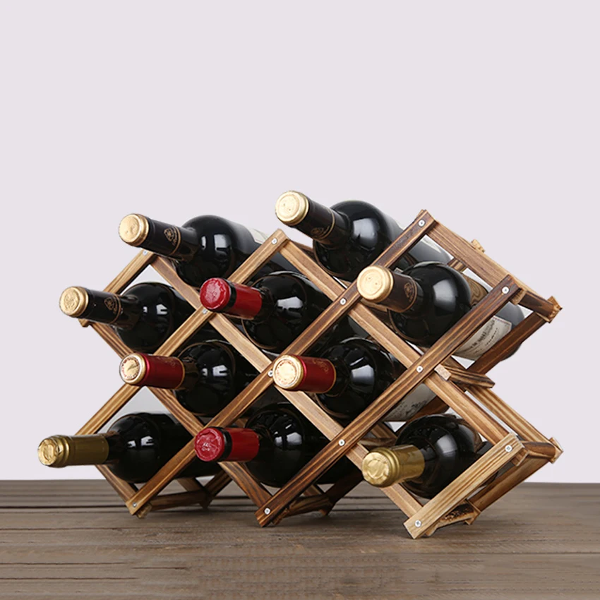 

GIEMZA Collapsible Wooden Wine Bottle Racks Cabinet Decorative Display Stand Holders Organizers for Champagne Storage Shelf