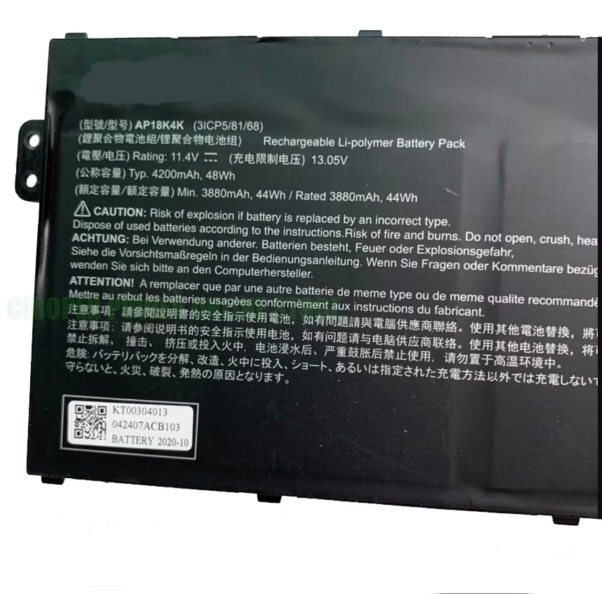 CP Аккумулятор для ноутбука AP18K4K 11 4 в/4200 мАч/48 Вт/ч серии Chromebook 311 C721 R721T