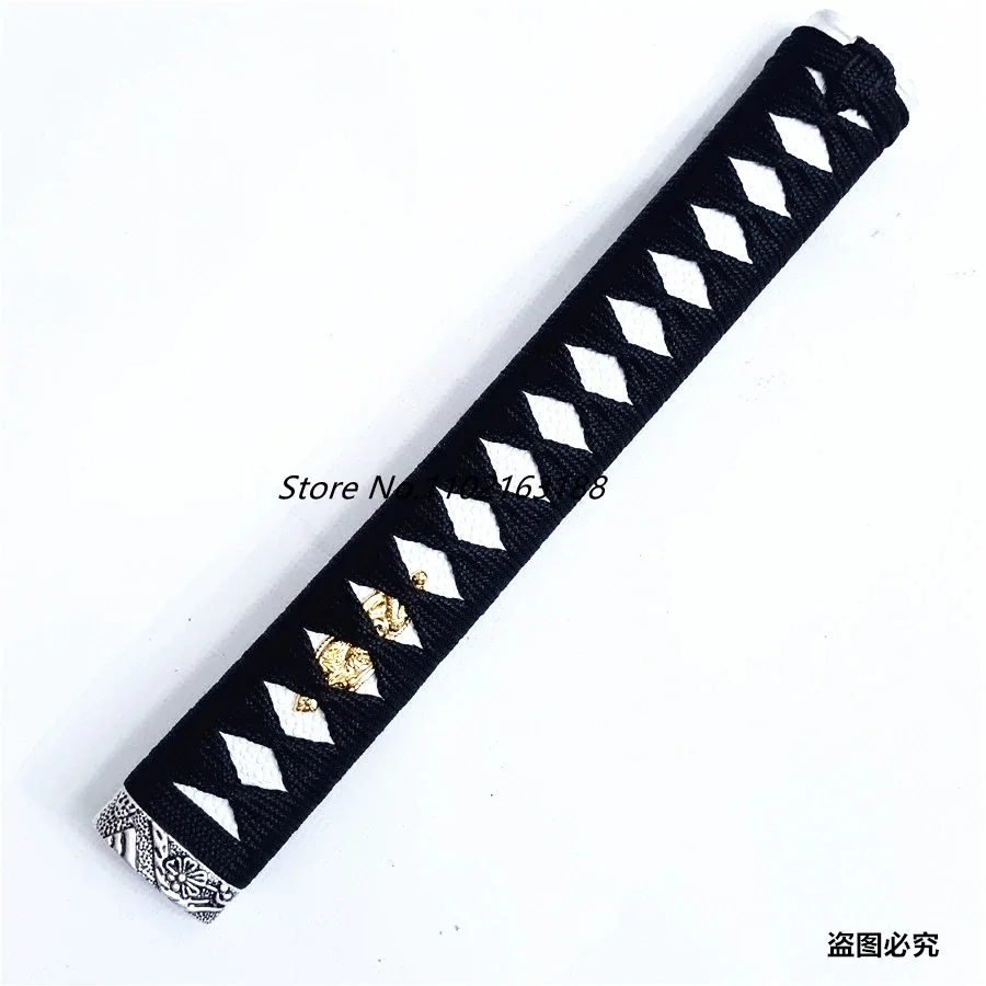 26 см Tsuka ручка цветок сплав Fuchi Kashira Menuki черный Ito белый кожа Rayskin для японского меча