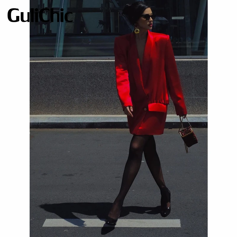 

3,25 г., GuliChic, элегантное модное однобортное женское мини-платье с воротником-шалью, наплечниками и длинным рукавом