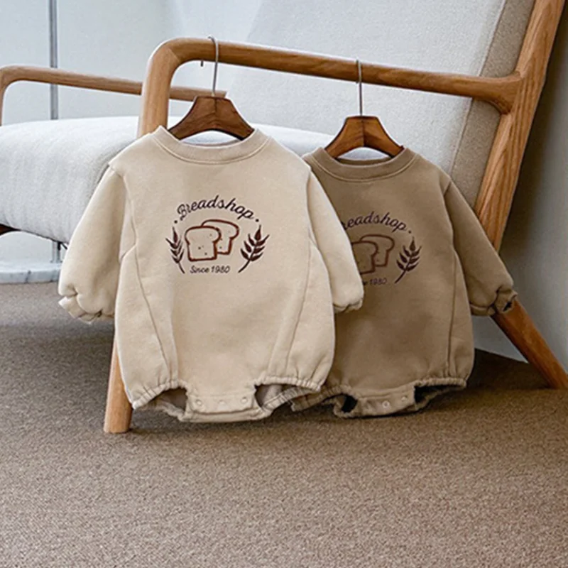 

HoneyCherry Spring Cartoon Print Cotton Bodysuit Newborn Baby Cute Round Neck Letter Long Sleeve Bodysuit Newborn Baby Clothes