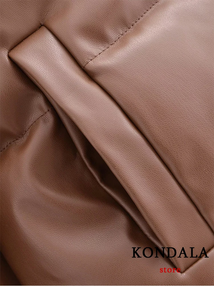 KONDALA шикарная Повседневная однотонная коричневая Женская парка на молнии модная