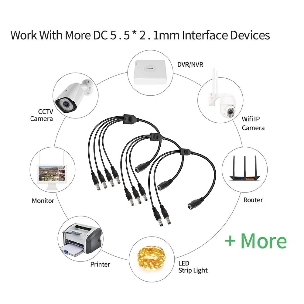 Кабель питания DC 5521 5В 12В 1-4 Way
