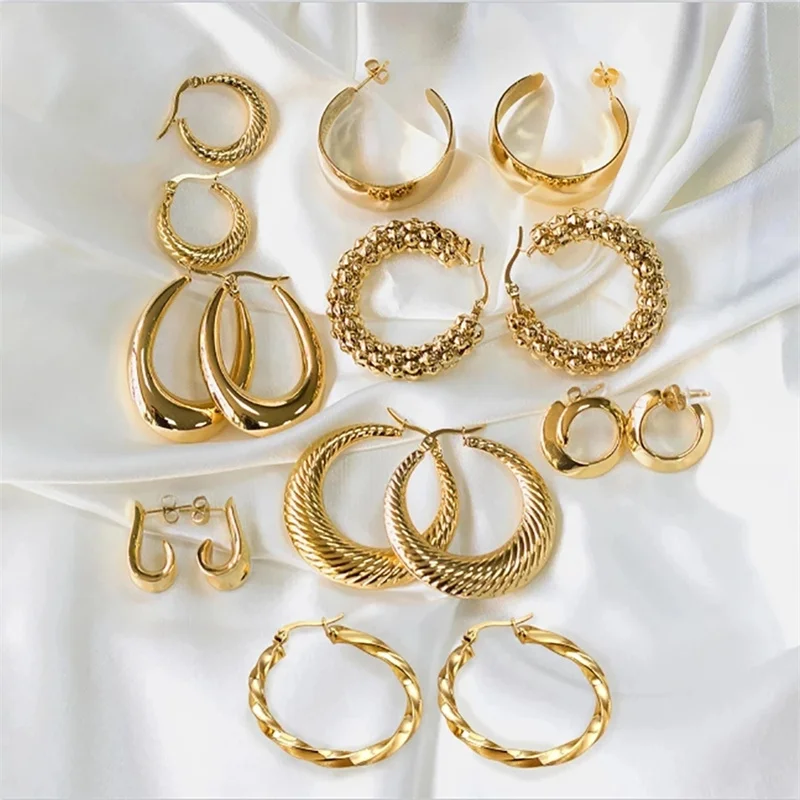 

Hoop earrings for woman 2022 серьги Stainless Steel Gold Silver Color Fashion earrings Fashion Jewelry Brincos Gift