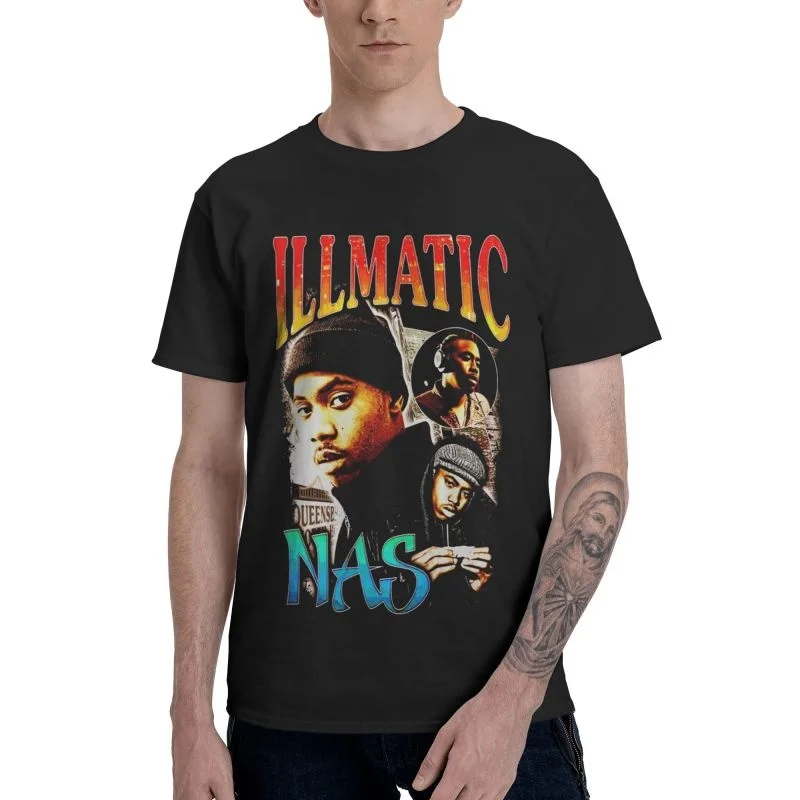

Men's Nas Illmatic T-Shirt Graphic Rapper Hip Hop Tshirt Short Sleeve Hip Hop T Shirt Homme Cotton Tee Tops Clothing