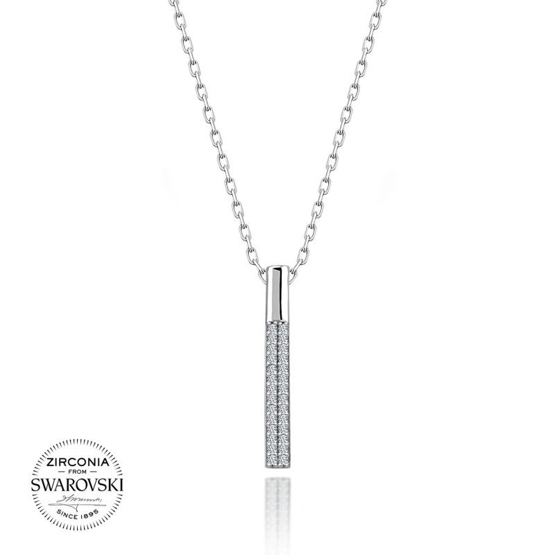 ?? 925スターリングシルバースワロフスキーコンパイトストーンスティックネックレス