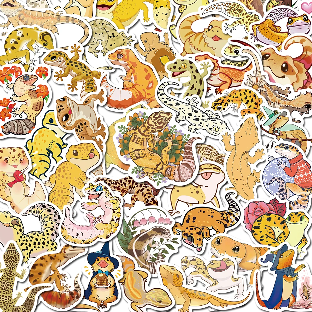 

10/50pcs Yellow Lizard Stickers Vintage for Laptop Luggage Motorcycle Diary Planner Skateboard Waterproof Packs Decal Toy