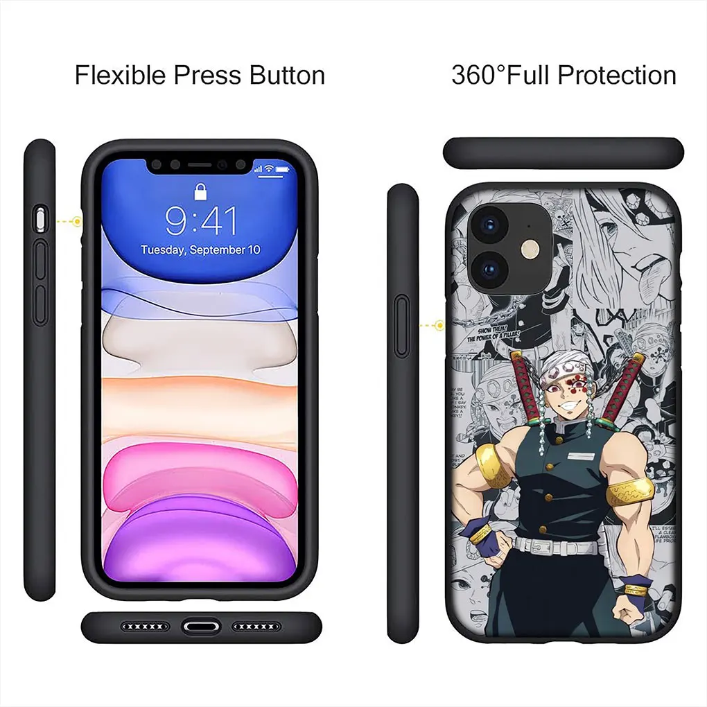Мягкий чехол Demon Slayer Agatsuma Zenitsu Tanjirou для iPhone 16 15 14 13 12 Mini Pro XS Max X XR 7 8 Plus + телефона