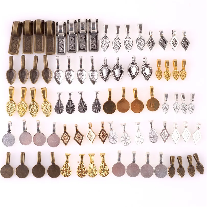 

40PCS/Lot Mix Gold Color Round Rectangle Leaf Drop-Shaped Charms Silver Tone Pendant For Making Jewelry DIY Accessories