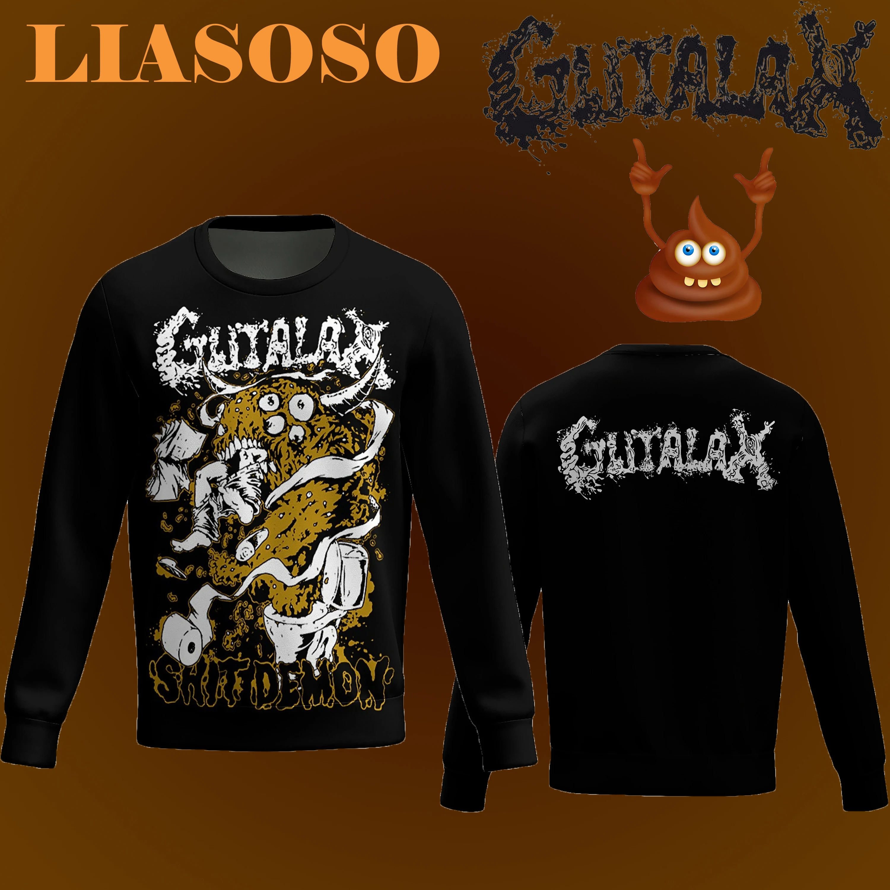 LIASOSO Ugly Gutalax Rock Толстовка с 3D принтом и длинным рукавом круглым вырезом в стиле