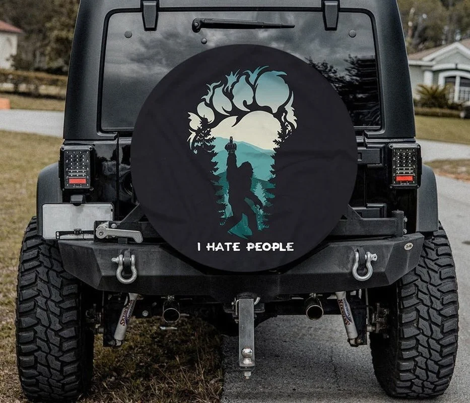 

I Hate People Tire Cover Universal Wheel Tire Cover for Trailer, RV, SUV, Truck