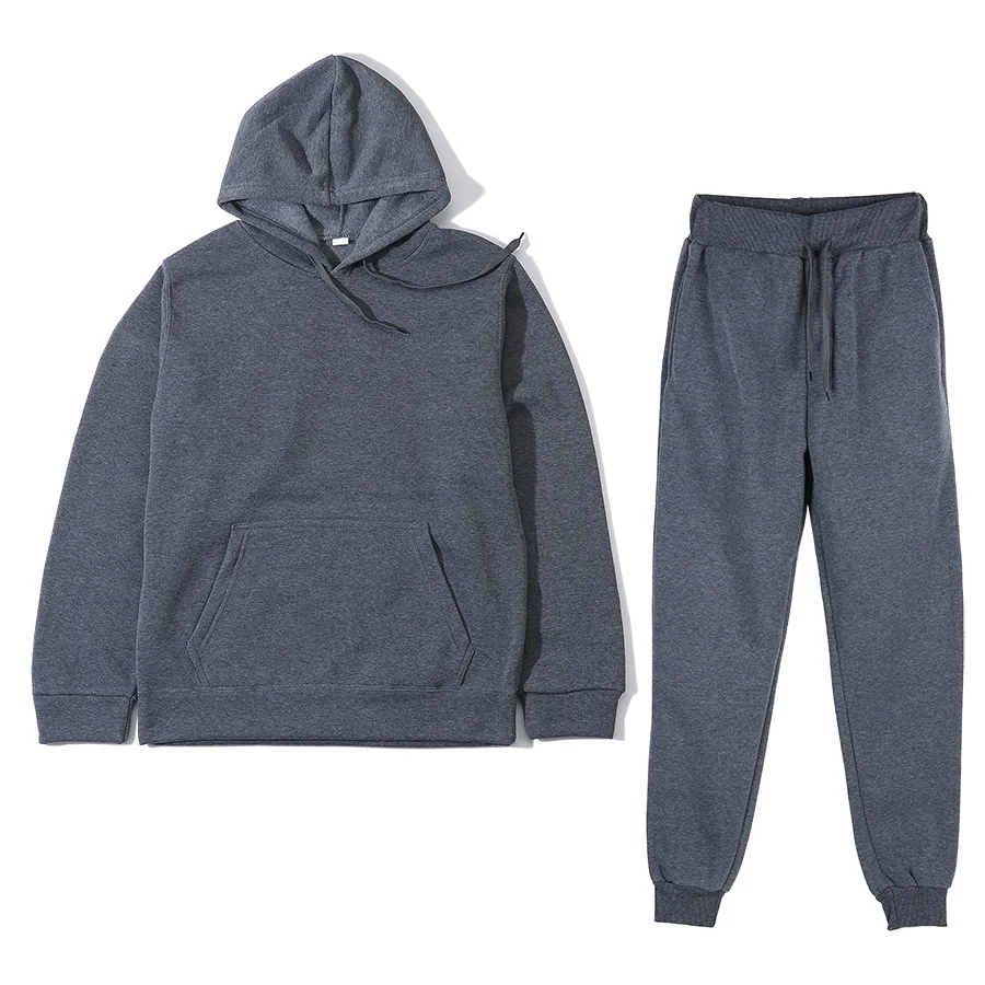 Two Piece Suits Loose Set men Tracksuit Long Coat Hoodie Set Zipper Warm Running Joggers Sweatshirts Sweatpants Set Sportswear