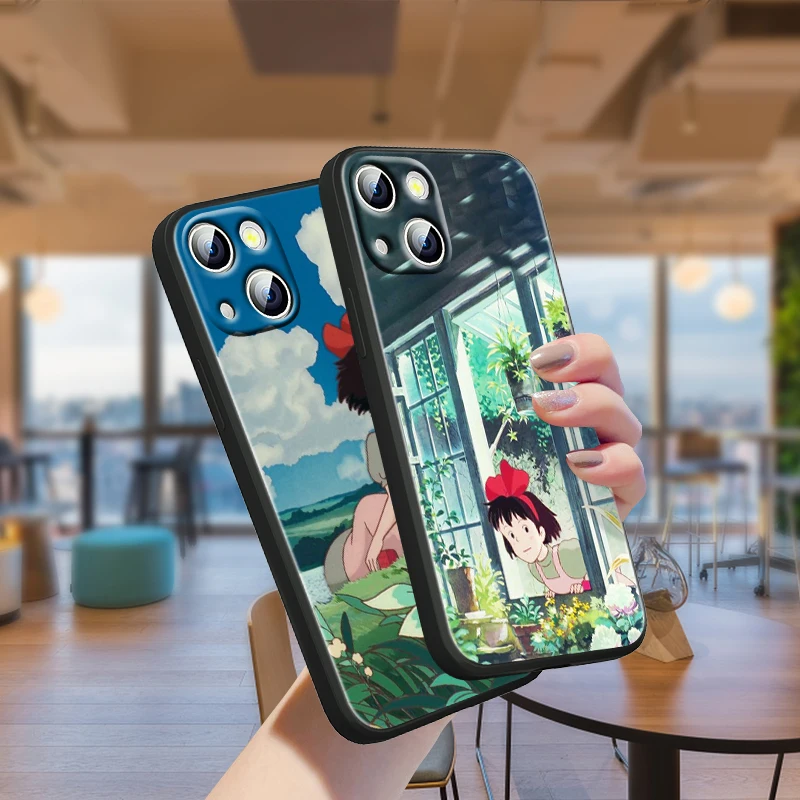 Аниме служба доставки Kiki для Apple iPhone 13 12 11 Pro Max mini XS XR X 7 8 6S 5S SE 2020 мягкий черный