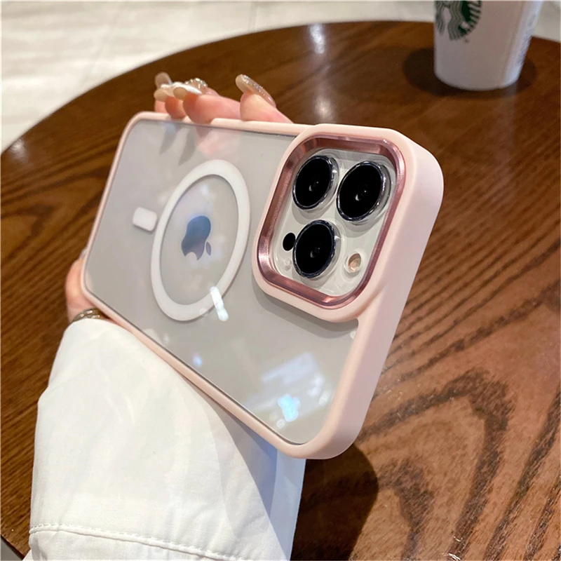 

Original Transparent Magnetic Shell For iPhone 12 13 Pro MAX Soft Silicone Bumper For Magsafe Wireless Charging Anti-knock Cover