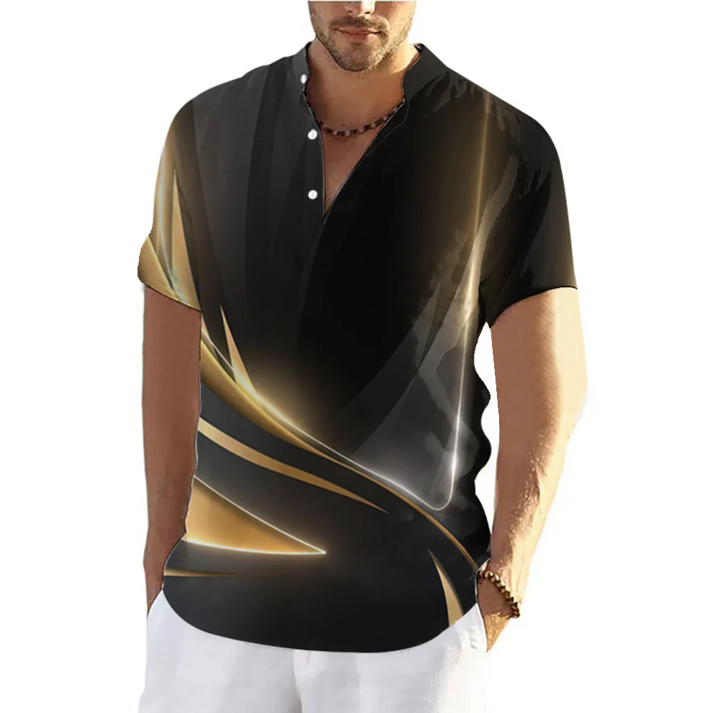 

Summer Shirt For Men Henley Short Sleeve Tops Ray Graphic Clothing Fashion Designer Apparel Casual Streetwear Men Hawaiian Shirt