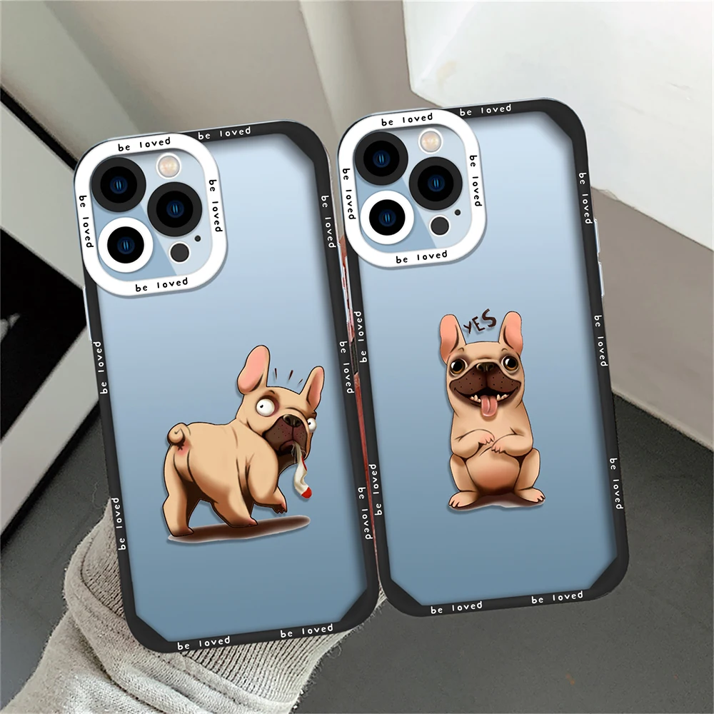 

Cute Funny French Bulldog Soft Phone Case for iPhone 14 13 11 12 Pro Max Mini XS XR X 7 8 Plus Shockproof Silicone Back Cover