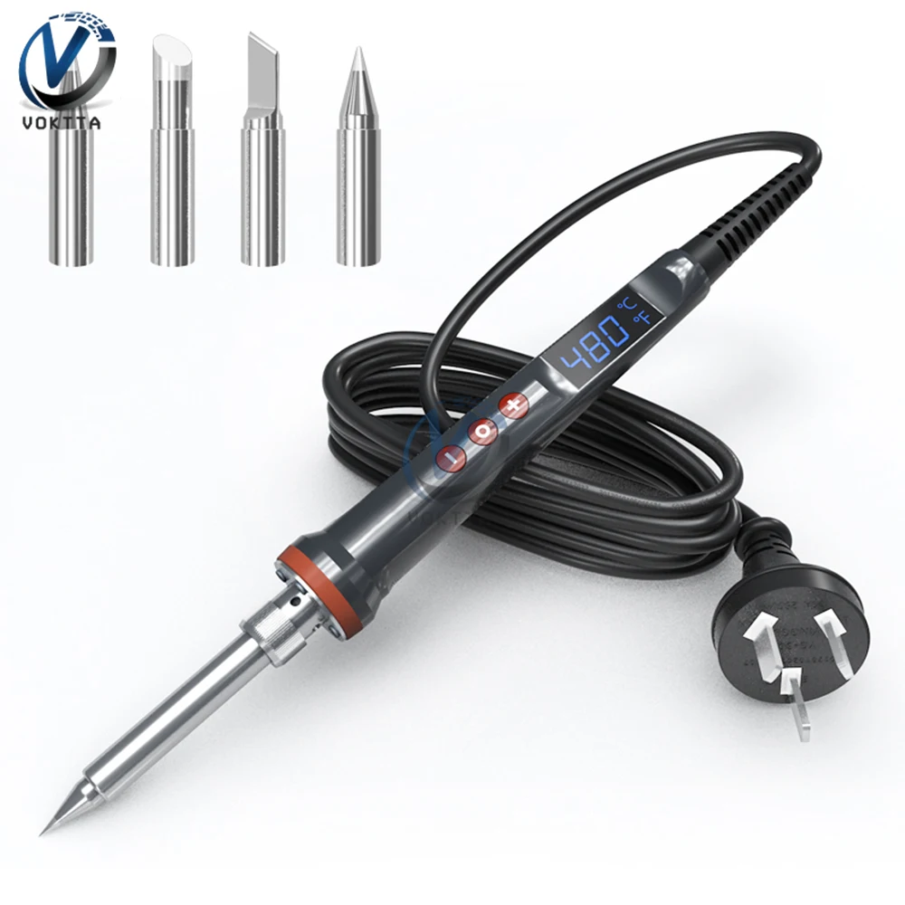 

90W Digital Electric Soldering Iron Kit Set Temperature Adjustable 110V/220V Ceramic Heater Welding Solder With 4 Tips