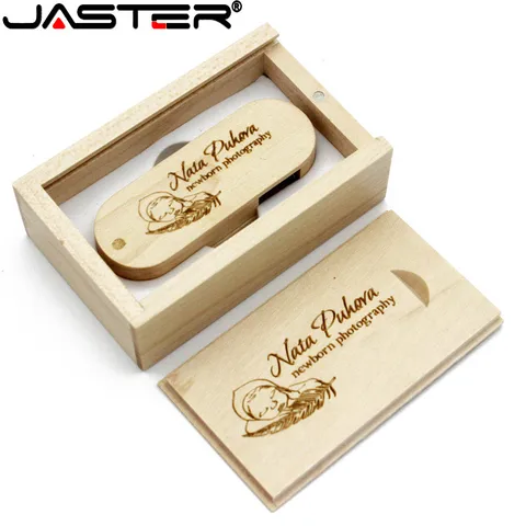 JASTER (1 шт. бесплатный логотип) Деревянный USB + коробка USB флэш-накопитель 64 ГБ 16 ГБ 32 ГБ флэш-накопитель для фотографии свадебный подарок