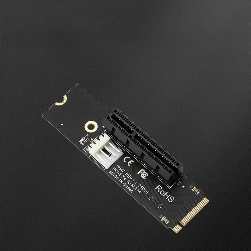 

Newest NGFF M.2 To PCI-E 4X Riser Card M2 M Key To PCIe X4 Adapter with LED Indicator SATA Power Riser for Bitcoin Miner Mining
