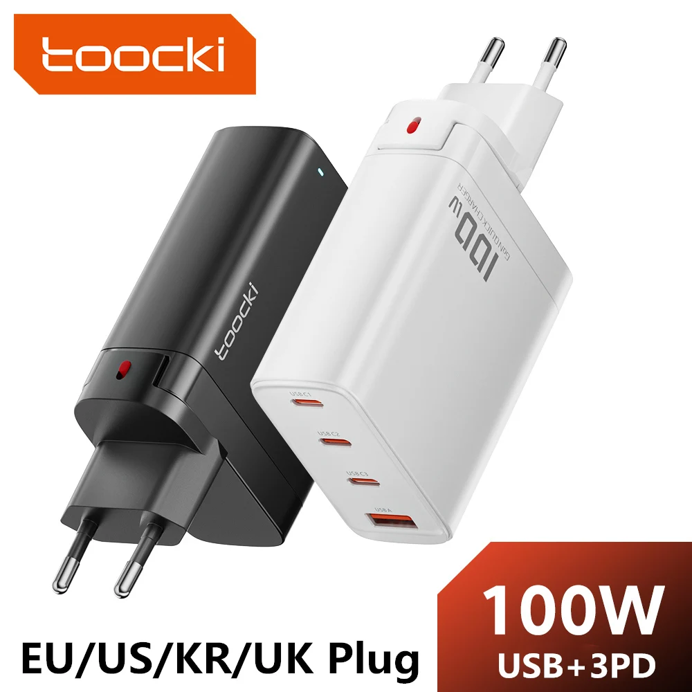 

Зарядное устройство Toocki USB C GaN, быстрое зарядное устройство PD 100 Вт, быстрое зарядное устройство для iPhone 14 13 12 11 Pro Max QC3.0, зарядное устройство, адаптер