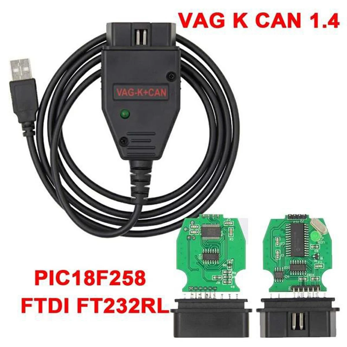 Сканер OBD2 с чипом VAG K + CAN Commander 1 4 FTDI USB-кабель диагностический инструмент для