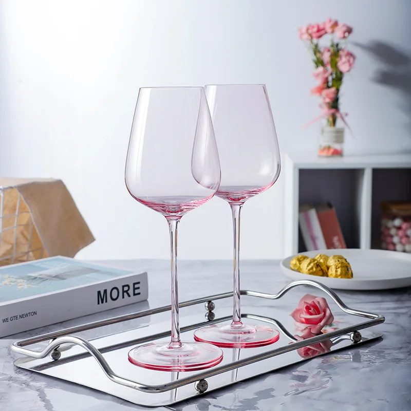 

European Pink Crystal Goblet Red Wine Glasses Burgundy Bordeaux Champagne Cup Sparkling Wine Glass Cup For Birthday Wedding Gift