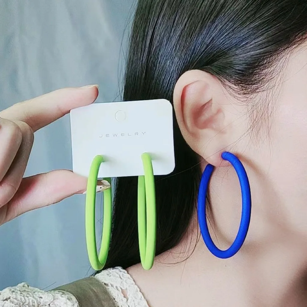 

Korean Style Acrylic Earrings For Women Colorful Round Circel Big Hoop Earrings Jewelry Gift Y2K Accessories