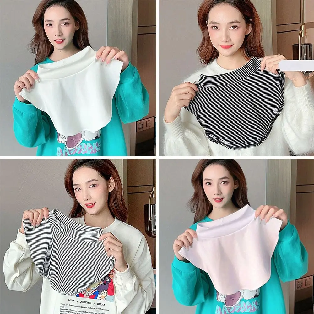 

Осенне-зимний съемный ребристый однотонный ветрозащитный Теплый шарф водолазка ложный воротник