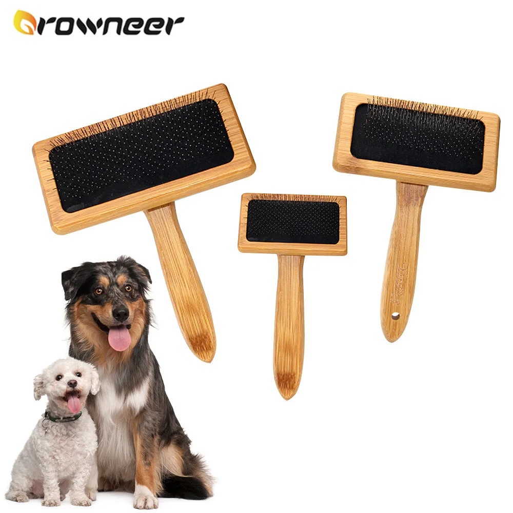 

Dog Grooming Comb Natural Bamboo Handle Pet Dog Brush Stainless Steel Needle Durable Dense Dogs Open Knot Tools Pets Products