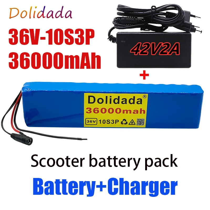 

new10s3p 36V 36000mAh battery pack 18650 lithium battery 500W high power large capacity 42V motorcycle scooter+charger