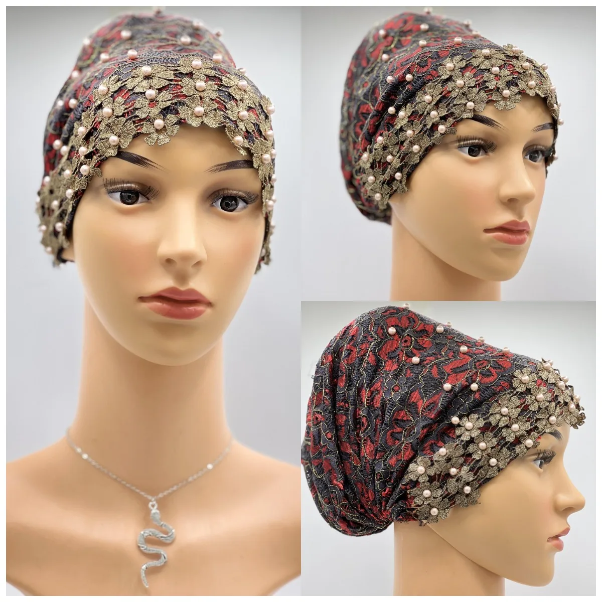 

Leaf Texture Hat New Gold Thread Plum Beaded Hat Beaded Women's Turban Hat Embroidered Women's Turban Muslim Turban Hat