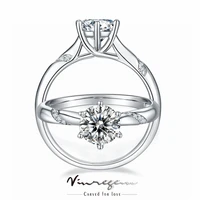 vinregem classic 925 sterling silver real moissanite 100 pass test diamond wedding engagement ring for women gift dropshipping
