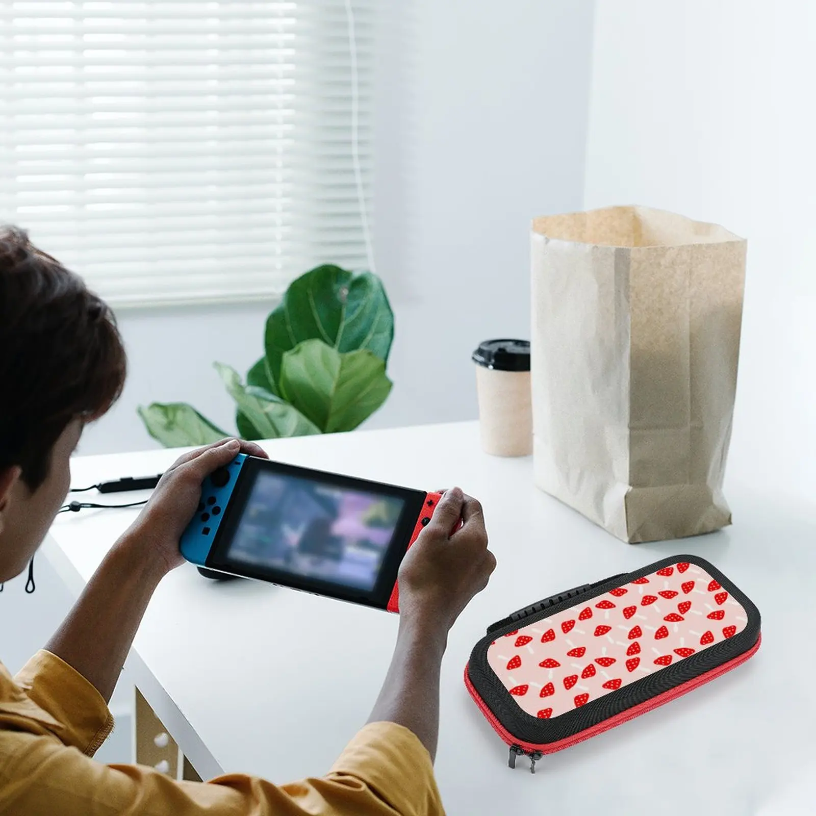 

Магические игровые аксессуары в виде грибов для Nintendo Switch, симпатичная сумка для хранения с рисунком тотабурета, компактный Повседневный че...