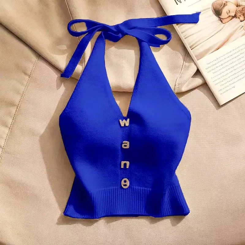 Frauen Sommer Kleidung/2018mellose V-Ausschnitt сексуальные майки винтажный пуловер Coole Mädchen Stricken