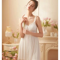 fairy princess french court pajamas women sexy lingerie women s summer sexy lace thin style with chest pad mesh nightgowns