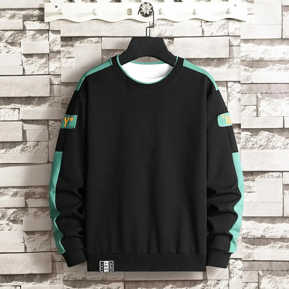 

Chic Sweatshirt Casual Autumn Sweatshirt Crew Neck Mid Length Men Autumn Sweatshirt Warm