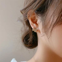 fmily minimalist half round stud earrings s925 sterling silver fashion temperament micro set zircon jewelry for girlfriend gifts