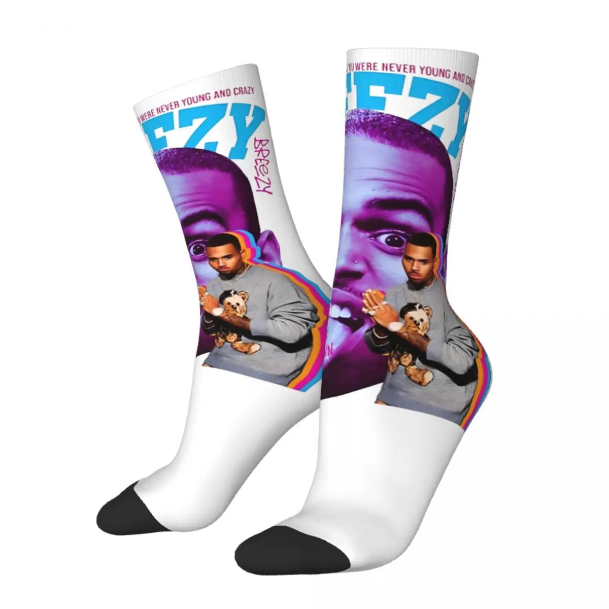 Рэпер Крис Браун Носки Мужчины Женщины Полиэстер Повседневные Музыкальные 90-х